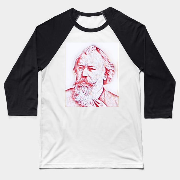 Johannes Brahms Portrait | Johannes Brahms Artwork | Line Art Baseball T-Shirt by JustLit